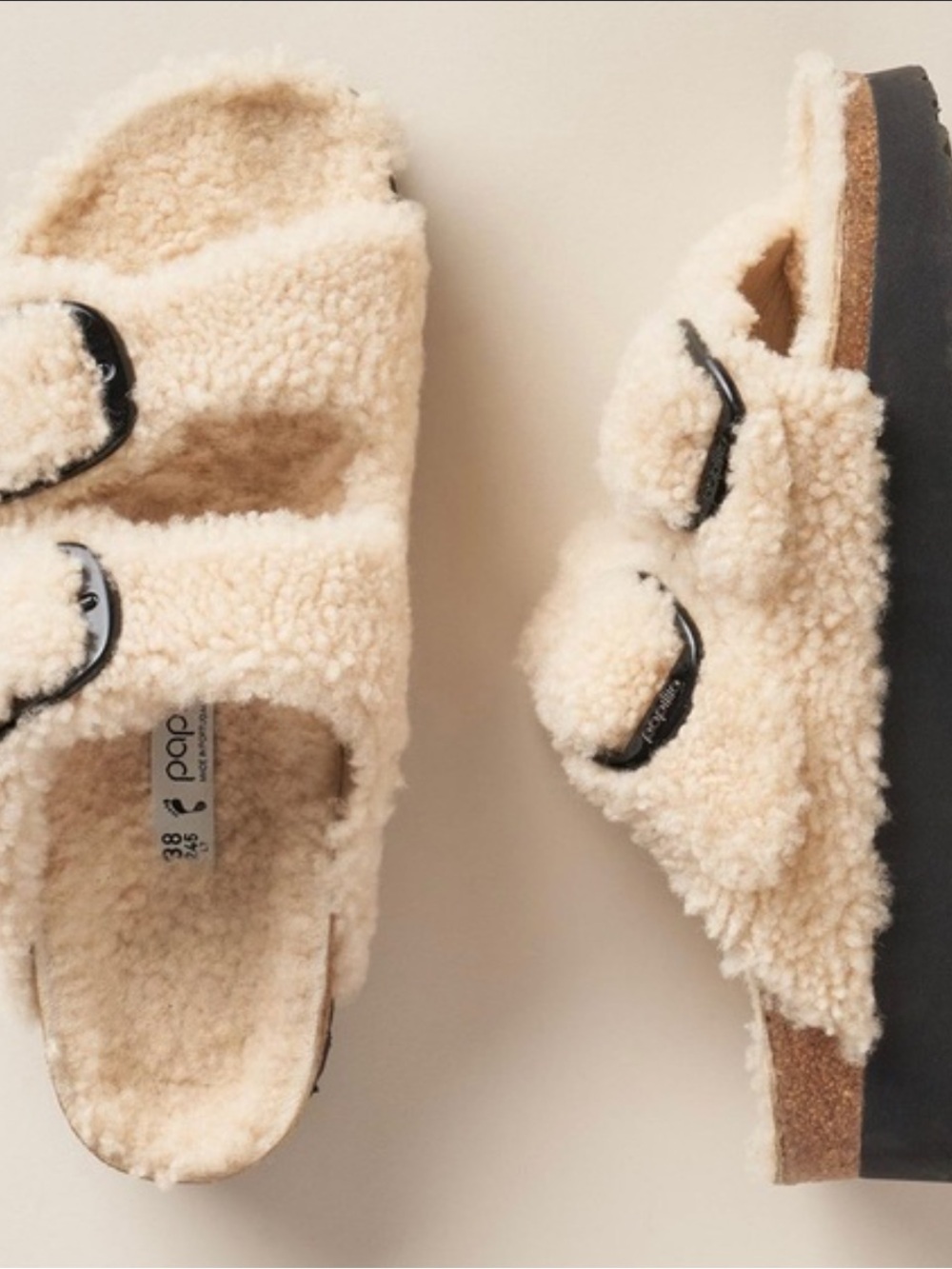 NWT Birkenstock Papillio Arizona Big Buckle Shearling Slides